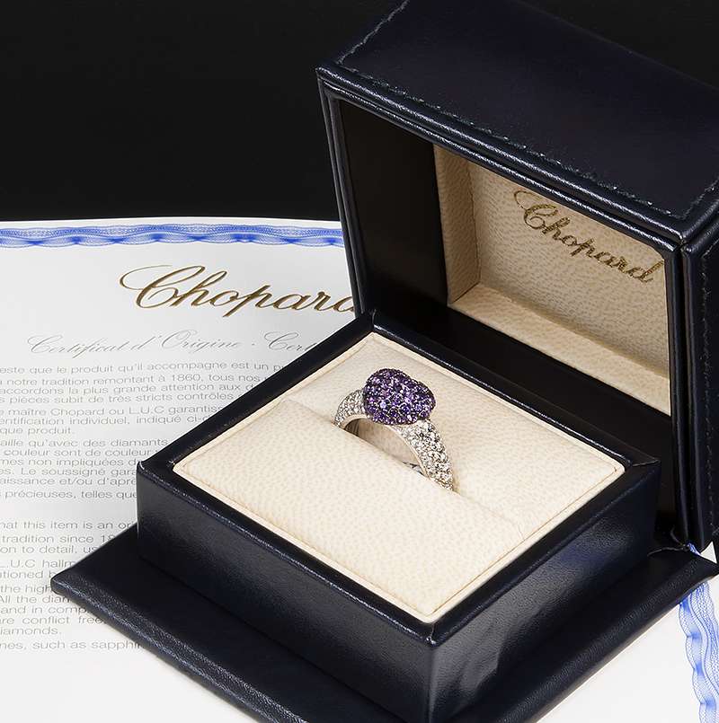 Chopard 18k White Gold Diamond/Amethyst Ring 82/4513-1729 | Rich Diamonds